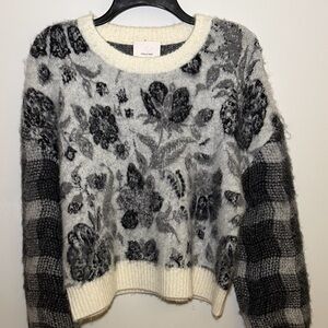 Cinq à Sept Black and Cream Floral Sweater